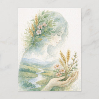 Postal Festiva Fertility Goddess Day Watercolor Postcard