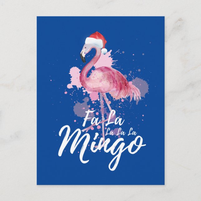 Postal Festiva Festive Christmas pink flamingo (Anverso)