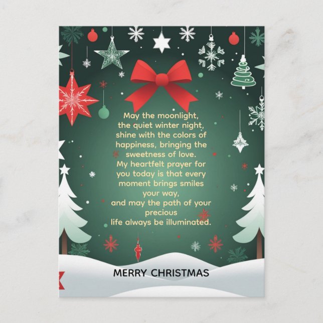 Postal Festiva Festive Christmas Red Bow, Snowflakes & Winter  (Anverso)