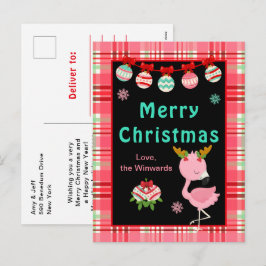 Postal Festiva Festive Flamingo Merry Christmas