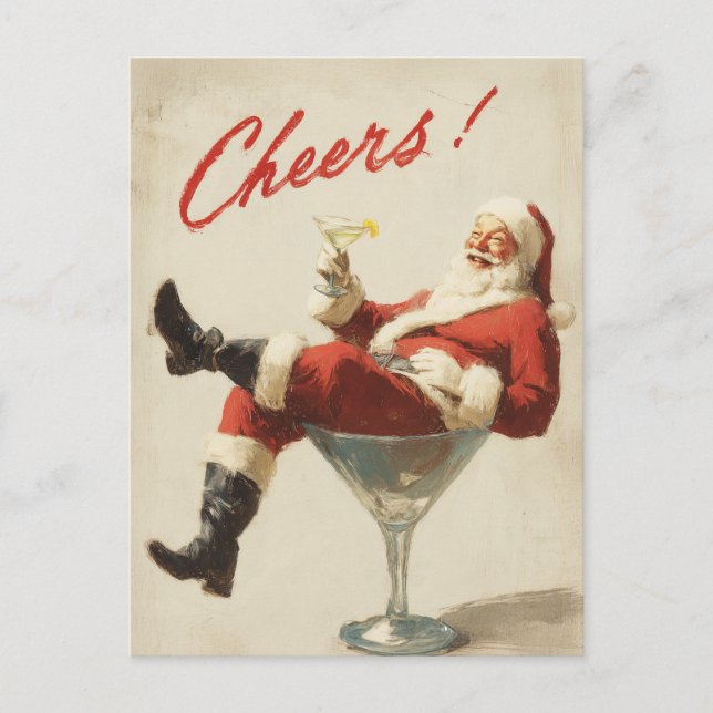 Postal Festiva Festive Santa Holiday Cheers (Anverso)