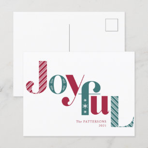 Postal Festiva Festividad alegre de Candy Cane Burgundy