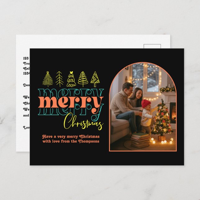 Postal Festiva Festividad de Hip Holiday Arco acogedor Foto Feliz (Anverso / Reverso)