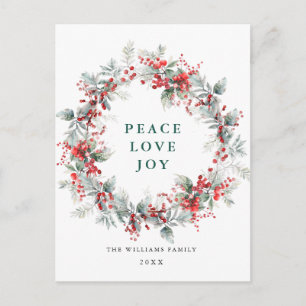 Postal Festiva Festividad de Holly Berry Navidades Wreath
