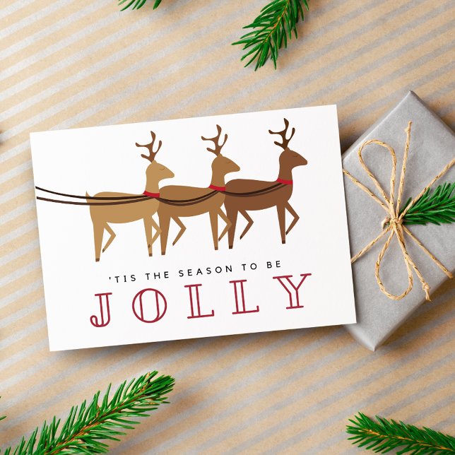 Postal Festiva Festividad de Jolly Reindeer Navidades (Jolly Reindeer Christmas Holiday Postcard)