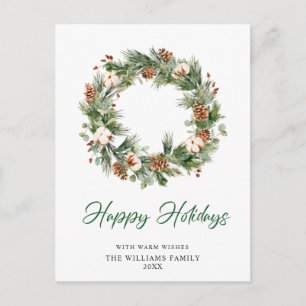 Postal Festiva Festividad de los Cones de Pino Wreath Merry Chris