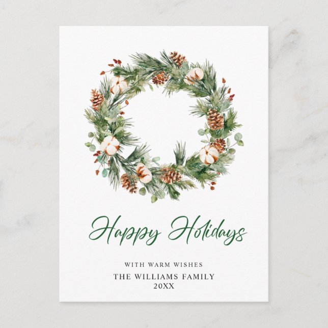 Postal Festiva Festividad de los Cones de Pino Wreath Merry Chris (Anverso)