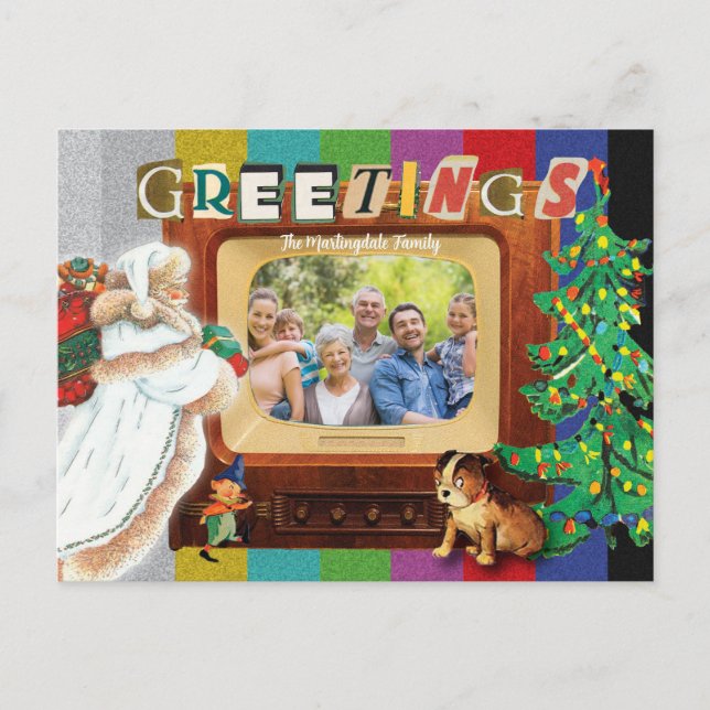 Postal Festiva Festividad de los Navidades de fotografía retro mo (Anverso)