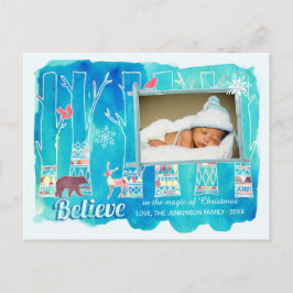 Postal Festiva Festividad Festividad de Woodland Watercolor Foto