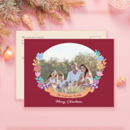 Postal Festiva Festividad Floral Wreath Dark Foto