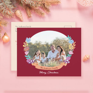 Postal Festiva Festividad Floral Wreath Dark Foto