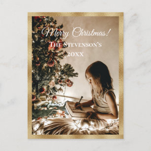 Postal Festiva Festividad fotográfica personalizada Gold Feliz Na