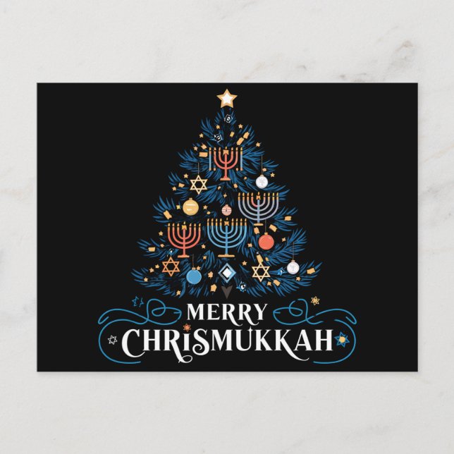 Postal Festiva Festividad judía de Merry Chrismukkah Hanukkah (Anverso)