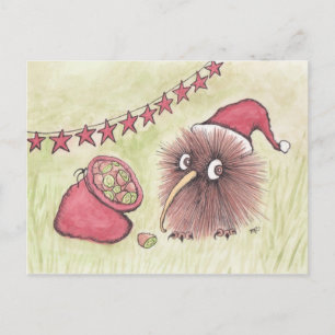 Postal Festiva Festividad Kiwi Bird Santa