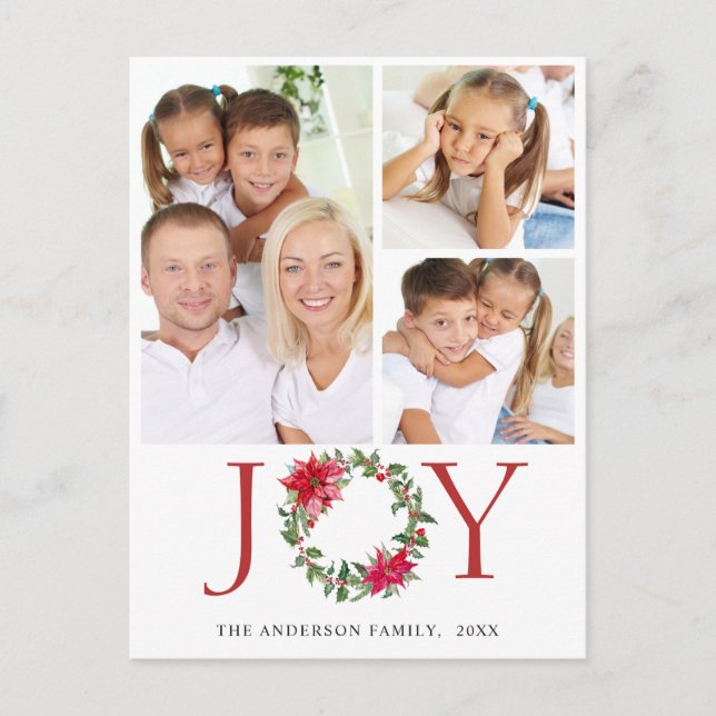 Postal Festiva Festividad Navidades de Holly Wreath saludando 3 F (Anverso)