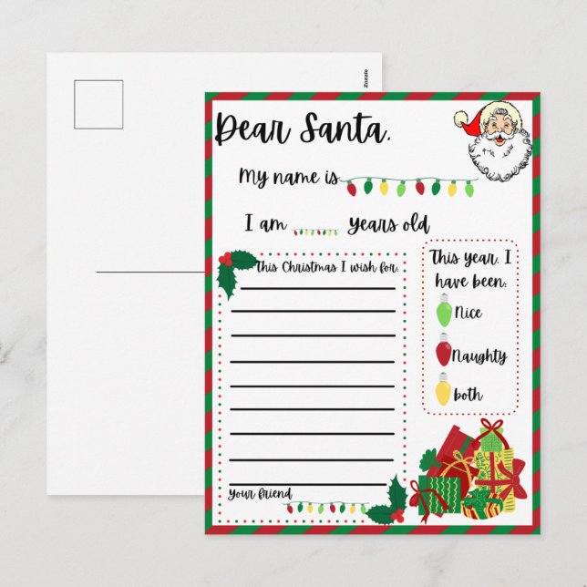 Postal Festiva Festividad Querida Santa Navidades (Anverso / Reverso)