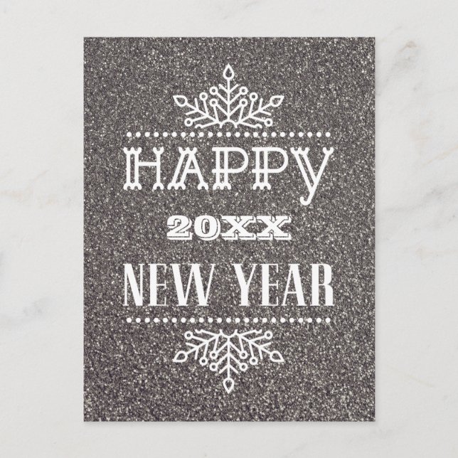 Postal Festiva Festividad Silver Firework Moderno Fun Script Busi (Anverso)
