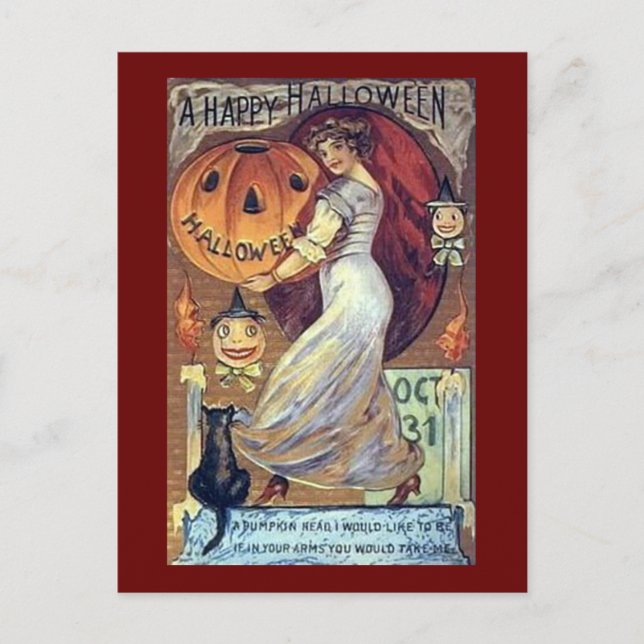Postal Festiva Festividad vintage *Feliz Halloween* (Anverso)