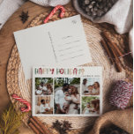 Postal Festiva Festividades Casual Colorful Happy Cinco Fotos<br><div class="desc">Esta tarjeta postal de cinco fotos para Navidades de color informal es perfecta para su divertido, creativo, brillante bienvenida de vacaciones. Es un tipo de letra único, juguetón y moderno en rojo, bronceado boho y verde claro y oscuro, que crean un ambiente estacional feliz. Si buscas alegrar el oscuro invierno...</div>