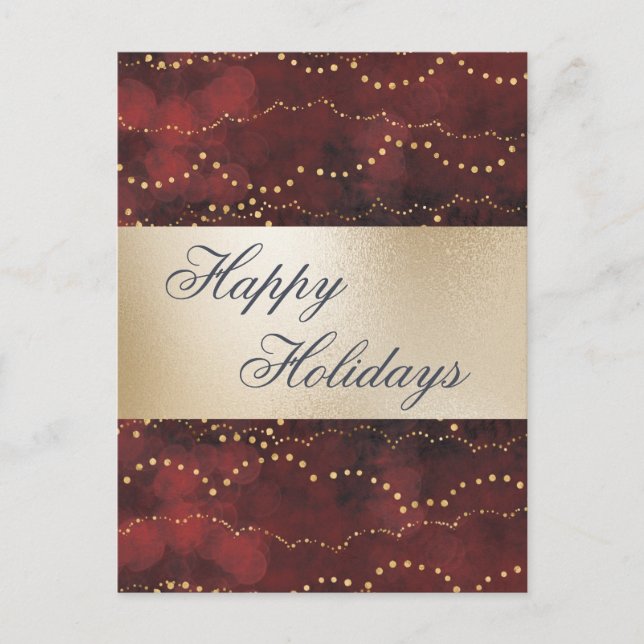 Postal Festiva Festividades de Gold Metallic Red Elegant (Anverso)