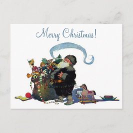 Postal Festiva Festividades de navidades | Papá Noel con Bolsa de