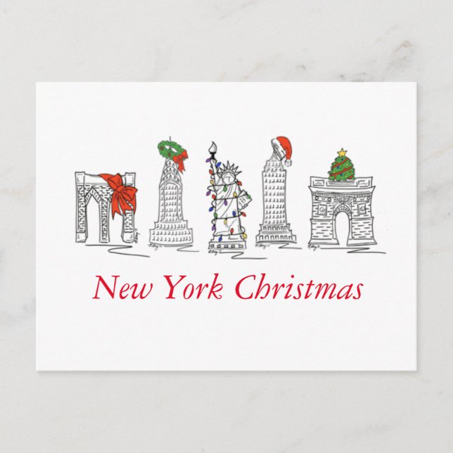 Postal Festiva Festividades en Nueva York para Navidades (Anverso)