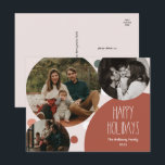 Postal Festiva Festividades Felices del Día del Boho Rojo<br><div class="desc">Este boho rojo polka punto feliz vacaciones tres postales de festividad fotográfica es perfecto para su moderno saludo de vacaciones de bohemia inspirado en una casa de campo. El clásico estilo rústico, aunque delicado, le confiere un aspecto muy original, conservándolo en lo lindo y sencillo. Los puntos de polka vienen...</div>