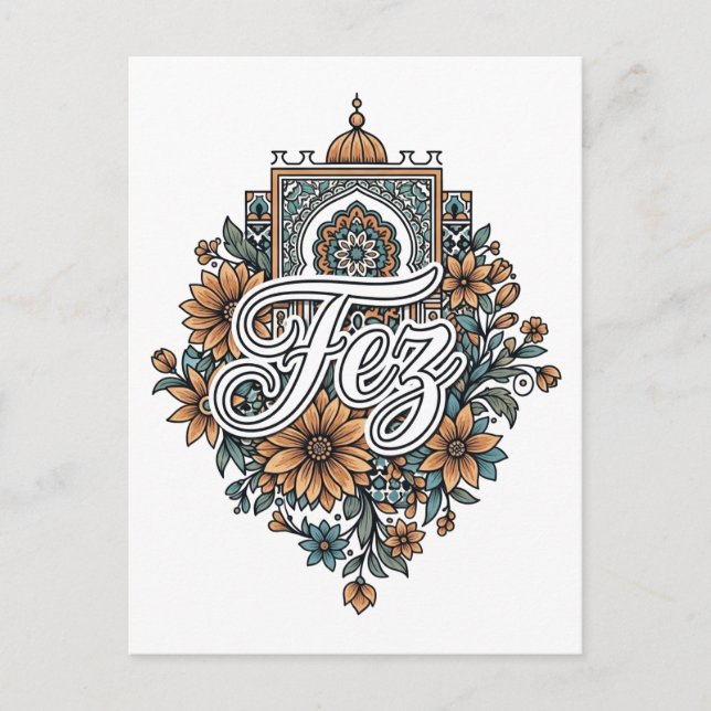 Postal Festiva Fez Morocco Floral (Anverso)