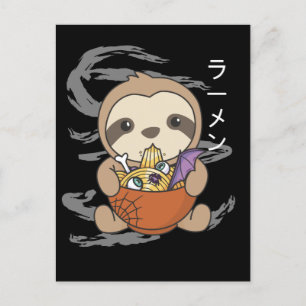 Postal Festiva Fideos Fideos Japoneses Halloween Perezoso Ramen H