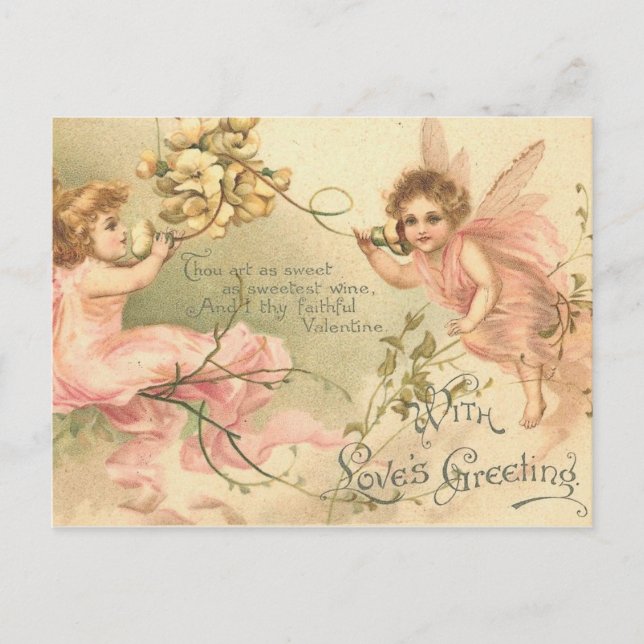 Postal Festiva Fieles Flower Fairies de San Valentín (Anverso)