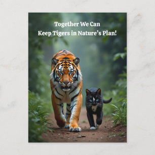 Postal Festiva Fierce Amigos felinos en el camino