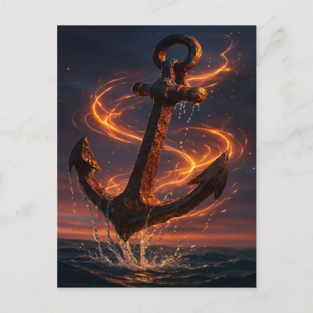 Postal Festiva Fiery Rustic Anchor – Nautical Fantasy Wall Art (Anverso)