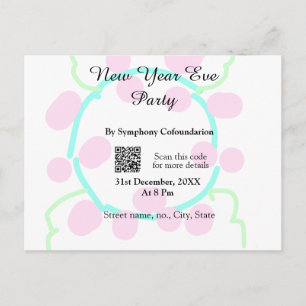 Postal Festiva fiesta de año nuevo escanear QR RSVP nombre rosa a