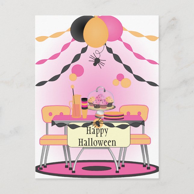 Postal Festiva Fiesta de Halloween (Anverso)