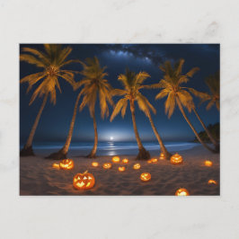 Postal Festiva Fiesta de Halloween en la playa