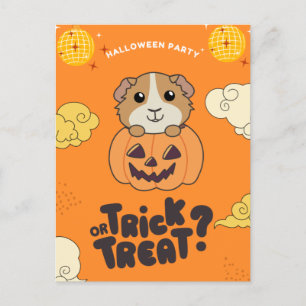 Postal Festiva Fiesta de Halloween Truco o trato Cuyes de vacacio