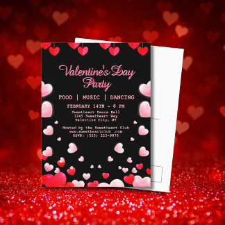 Postal Festiva Fiesta de San Valentín con Comida Música Baile Cor