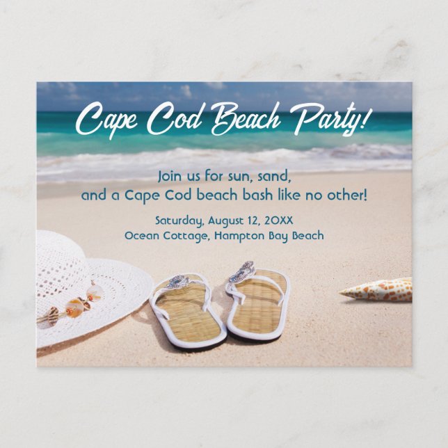 Postal Festiva ¡Fiesta en la playa de Cape Cod! (Anverso)