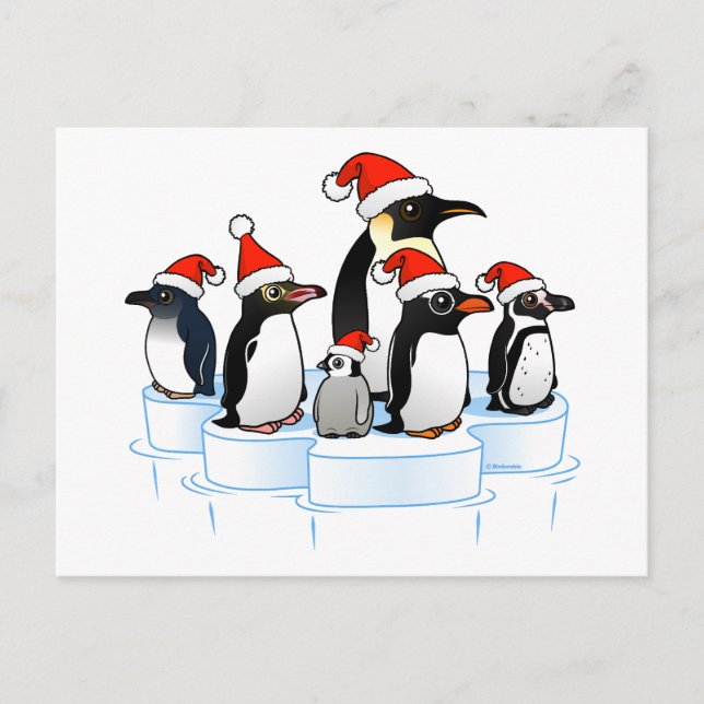 Postal Festiva Fiesta Penguin navidades (Anverso)