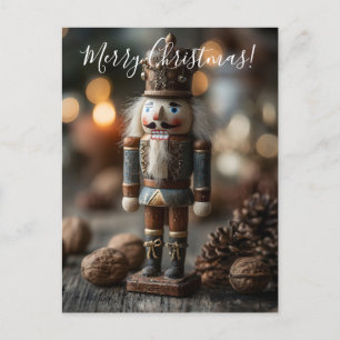 Postal Festiva Figuras clásicas de Navidades de pepino de madera