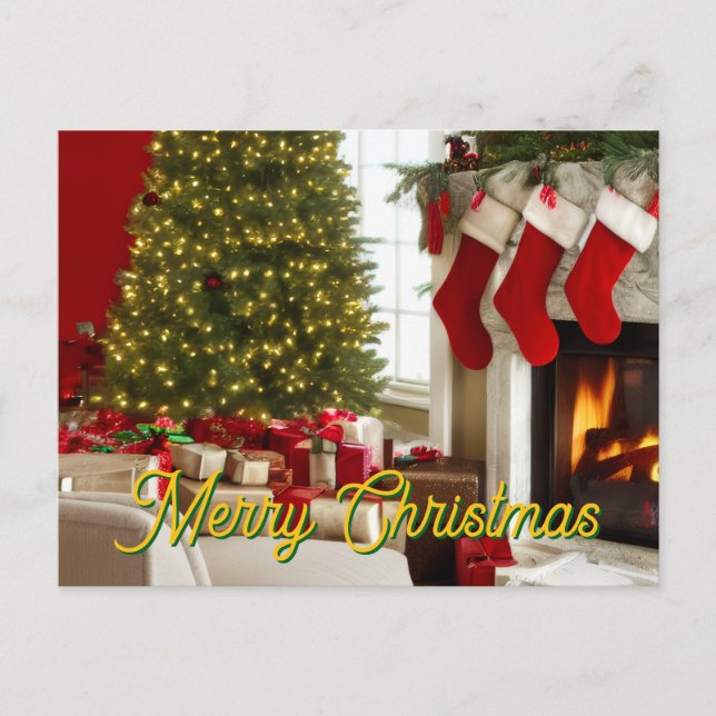 Postal Festiva Fireplace Christmas Greetings (Anverso)