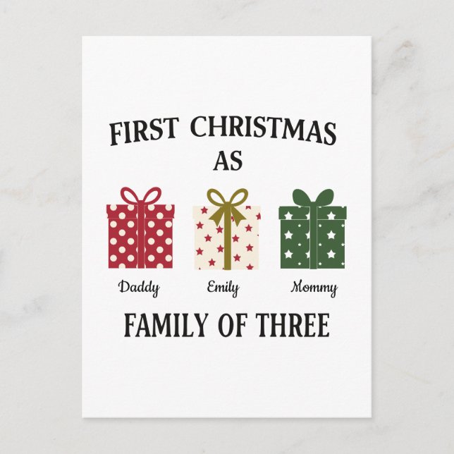 Postal Festiva First Christmas as Family of Three Gift (Anverso)