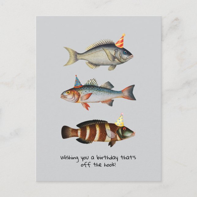 Postal Festiva Fisherman Fish Gorra Fun Fun Cumpleaños Postcard (Anverso)
