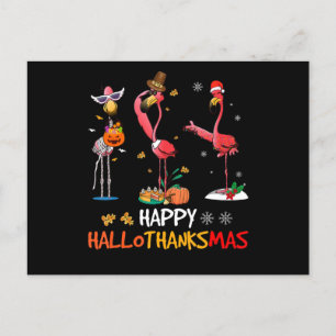 Postal Festiva Flamencos   Flamingo Happy HalloGracias
