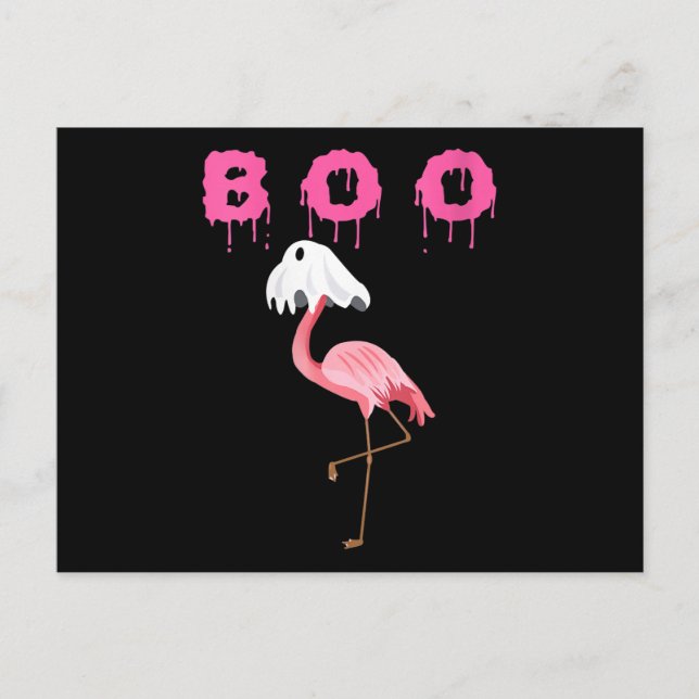 Postal Festiva Flamencos | Mujeres Flamingo Boo Ghost Halloween (Anverso)