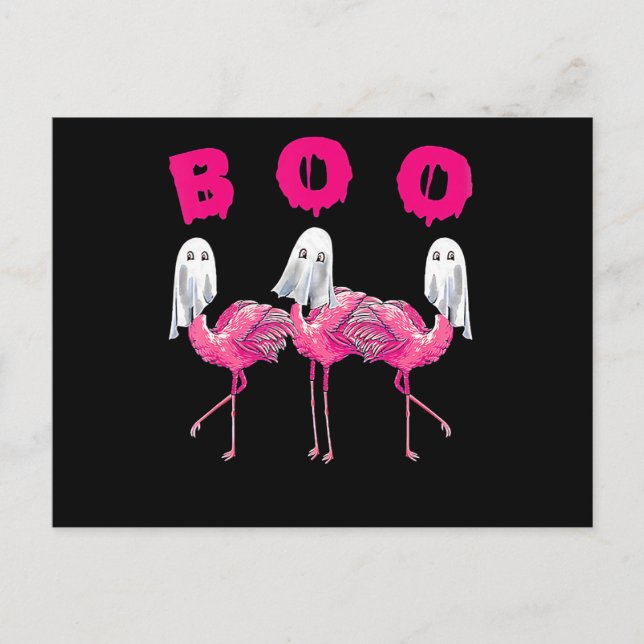 Postal Festiva Flamingo | Boo Flamingo Halloween Flamingo Ghost (Anverso)