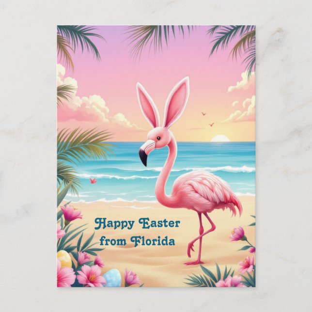 Postal Festiva Flamingo Bunny Ears Holi (Anverso)