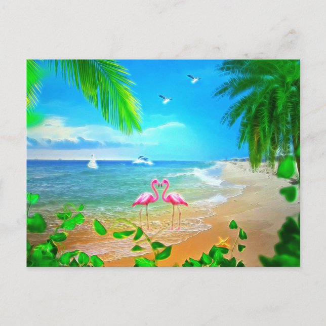 Postal Festiva Flamingo Love Holiday Card (Anverso)