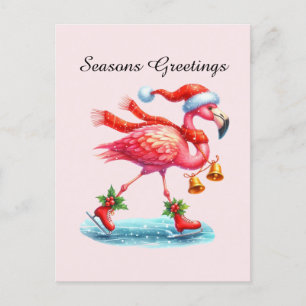 Postal Festiva Flamingo rosa de las estaciones