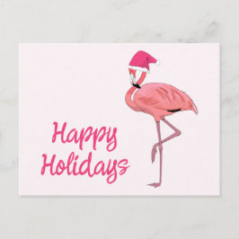 Postal Festiva Flamingo Rosa Santa Navidades Felices Fiestas